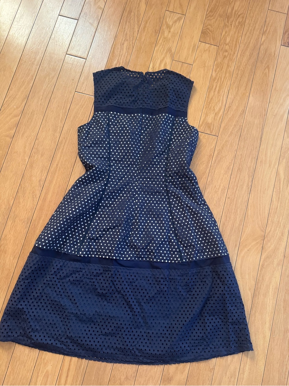 Navy Polka Dot Sleeveless A-Line Dress Lela Rose